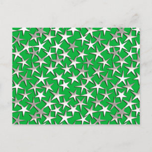 Carte Postale étoiles d'argent sur vert émeraude