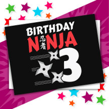 Étoiles de fête de ninja de 3 ans Enfants 3e anniv