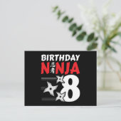 Carte Postale Étoiles de fête de ninja de 8 ans pour enfants pou (Debout devant)