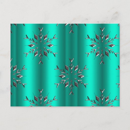 Carte Postale Étoiles de Noël turquoises et argentées (Devant)