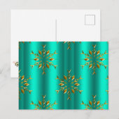 Carte Postale Étoiles de Noël turquoises et d'or (Devant / Derrière)