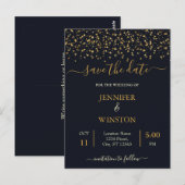 Carte Postale Étoiles D'Or Moderne Et Classique Mariage Économis (Devant / Derrière)