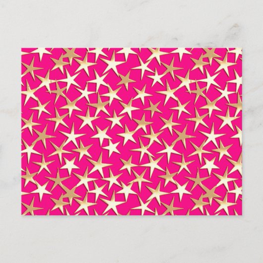 Carte Postale étoiles d'or sur fuchsia rose (Devant)