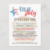 Carte Postale Étoiles et bandes 4 juillet Jardin barbecue (Devant)