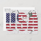 Carte Postale Étoiles et rayures USA Style déprimé (Devant / Derrière)