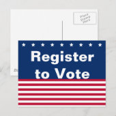 Carte Postale Étoiles et tripes patriotiques Inscrivez-vous pour (Devant / Derrière)