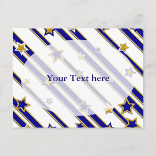 Carte Postale Etoiles & Grilles Motif or bleu + vos idées
