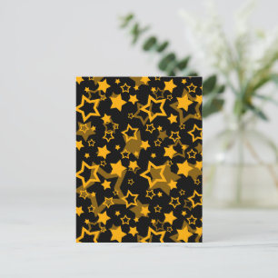 Carte Postale Étoiles Jaune Doré Pailleté Design 