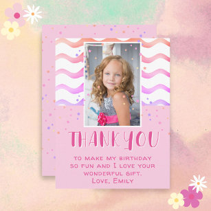 Carte Postale Étoiles roses colorées Anniversaire Merci Girl Pho