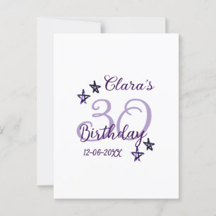 Carte Postale Étoiles scintillantes violettes 30e anniversaire m