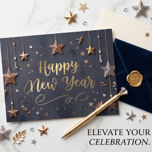 Carte Postale Étoiles Suspendues Bonne Année Chic 