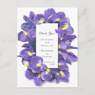 Carte Postale Etonnant Purple Irises Aquarelle Floral Merci