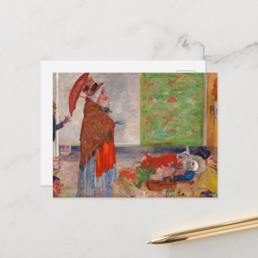 Carte Postale Étonnerie de la souris Masque par James Ensor (Devant/Arrière en situation)
