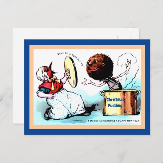 Carte Postale Étrange, bizarre, drôle Pudding de Noël Pudding Pe (Devant / Derrière)