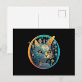 Carte Postale Étrange chat qui regarde les phares (Devant / Derrière)