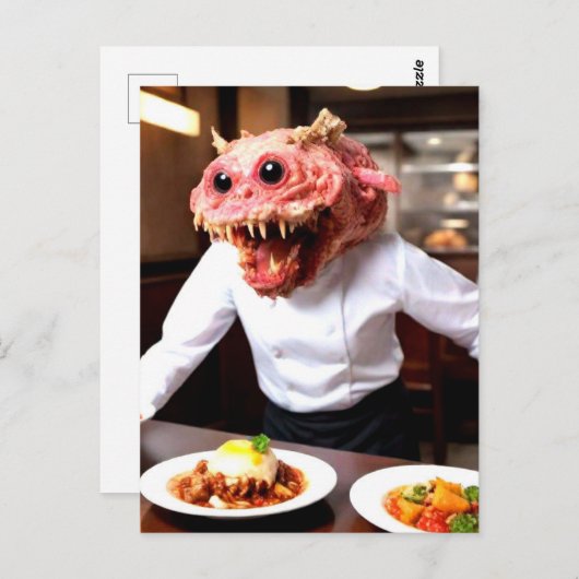 Carte Postale Étrange Chef Monstre Drôle (Devant / Derrière)