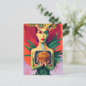 Carte Postale Étrange déesse ananas généreuse (Debout devant)