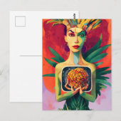 Carte Postale Étrange déesse ananas généreuse (Devant / Derrière)