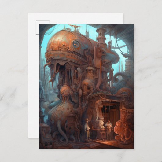 Carte Postale Étrange Machine Surreal Art (Devant / Derrière)