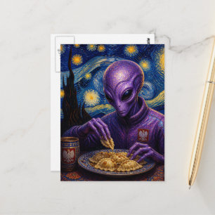Carte Postale Étranger Violet Polonais Mangeant des Pierogies Nu