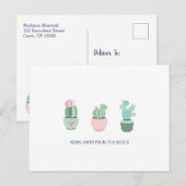 Carte Postale Être Absent Suce les Cactées Succulentes (Devant / Derrière)