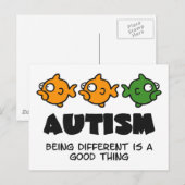 Carte Postale Être différent - conception autiste (Devant / Derrière)