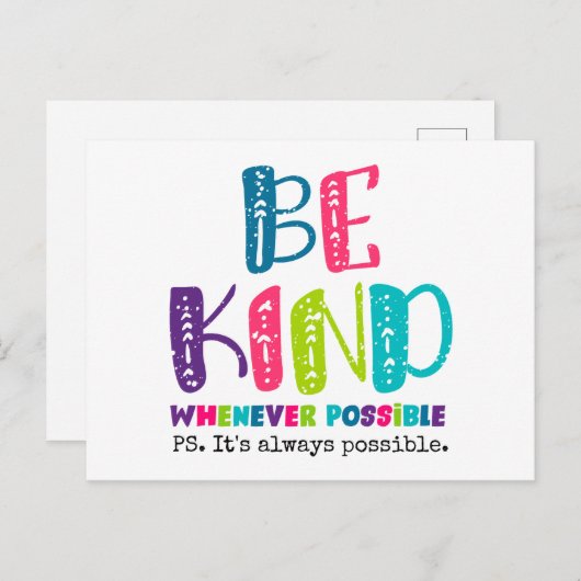 Carte Postale Être gentil chaque fois que possible (Devant / Derrière)