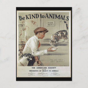 Carte Postale Être gentil envers les animaux - Poster vintage