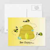 Carte Postale Être Heureux Abeille (Devant / Derrière)