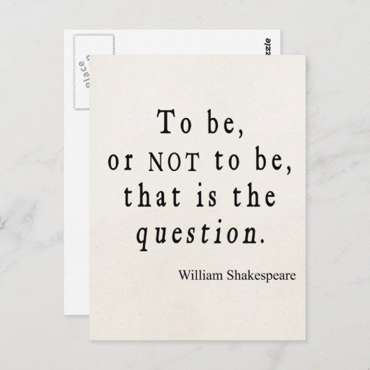 Carte Postale Être ou ne pas être cette question Shakespeare Cit (Devant / Derrière)