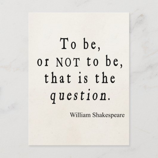 Carte Postale Être ou ne pas être cette question Shakespeare Cit (Devant)
