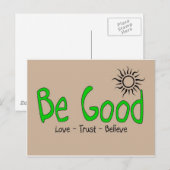 Carte Postale être un bon logo vert vif avec dos brun (Devant / Derrière)