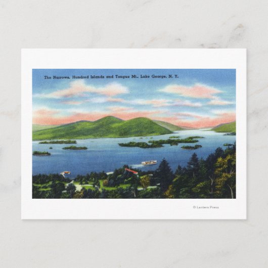 Carte Postale Étroits, Cent Îles, Vue Langue Montagne (Devant)