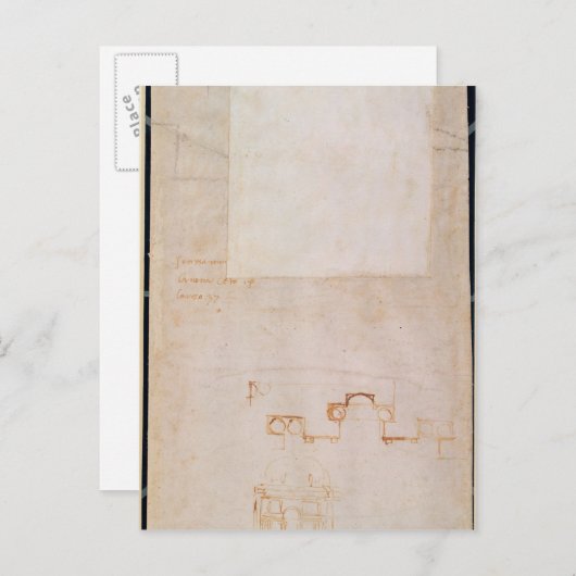 Carte Postale Étude architecturale avec notes (Devant / Derrière)