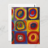 Carte Postale Étude de couleur des cercles Carré par Kandinsky (Devant / Derrière)