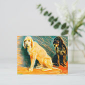 Carte Postale Étude de deux chiens (Debout devant)