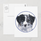 Carte Postale Étude de tête de Border Collie (Devant / Derrière)