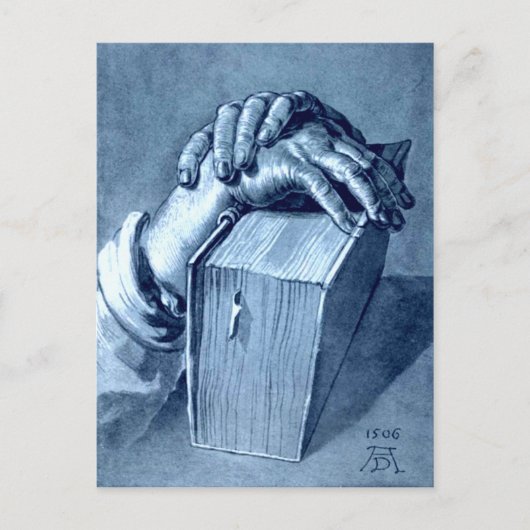 Carte Postale Étude des mains avec la Bible - Durer (Devant)