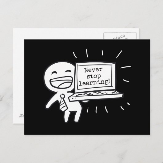 Carte Postale Étudiant en informatique ne cesse jamais d'apprend (Devant / Derrière)