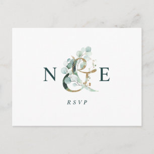 Carte Postale Eucalyptus Ampersand Gold Green Weddingen RSVP