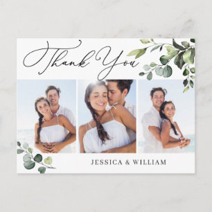 Carte Postale Eucalyptus Aquarelle Mariage 3 Merci photo QR