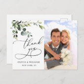 Carte Postale Eucalyptus Aquarelle Mariage Merci photo (Devant / Derrière)