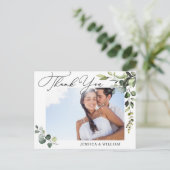 Carte Postale Eucalyptus Aquarelle Mariage photo Merci QR (Debout devant)