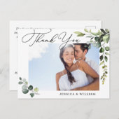 Carte Postale Eucalyptus Aquarelle Mariage photo Merci QR (Devant / Derrière)