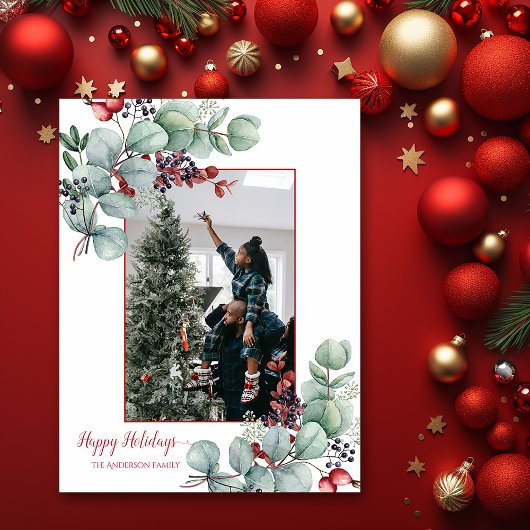 Carte Postale Eucalyptus, Baies rouges, 2 Photo Noël