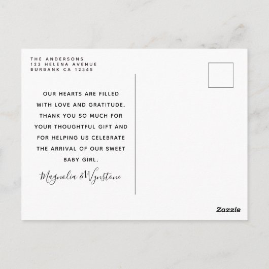 Carte Postale Eucalyptus beige Photo Merci bébé Faire-part (Dos)