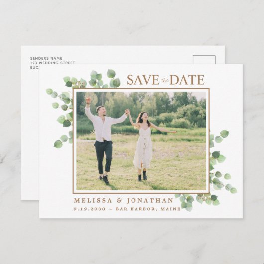 Carte Postale Eucalyptus Botanique Photo Mariage Enregistrer La (Devant / Derrière)