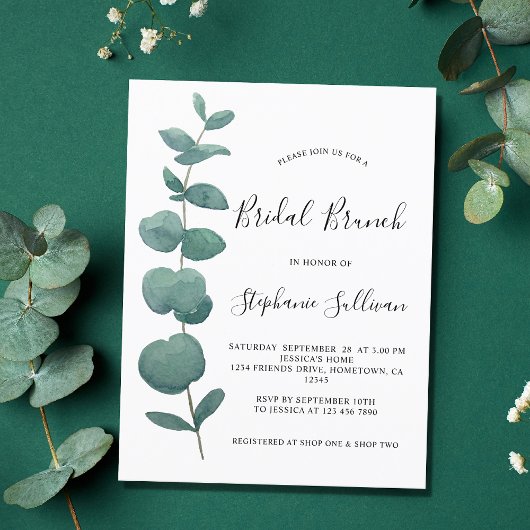 Carte Postale Eucalyptus Bridal Brunch Invitation.