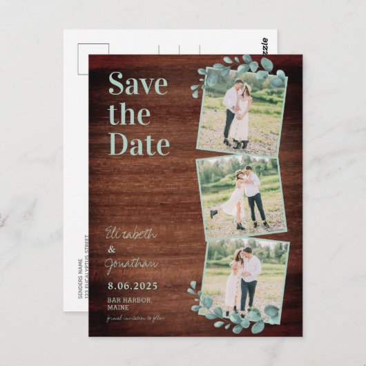 Carte Postale Eucalyptus De Bois Rustique 3 Photo Enregistrer La (Devant / Derrière)