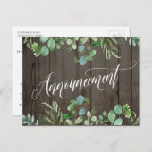 Carte Postale Eucalyptus et bois Mariage repoussé Faire-part (Devant / Derrière)